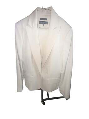 AK Anne Klein Stretch White Blazer and Skirt Suit Set